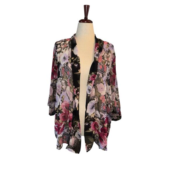 Kirra sheer floral kimono front cardigan shrug oversized XS - Picture 7 of 7